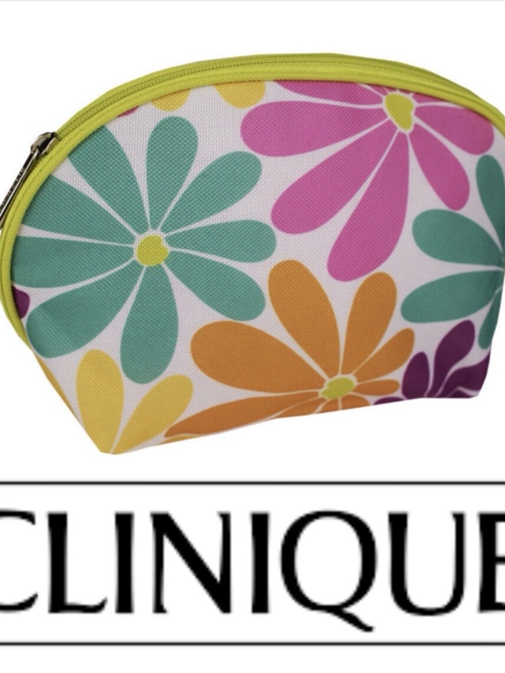Clinique Orange Flowers Cosmetic Makeup Travel Bag